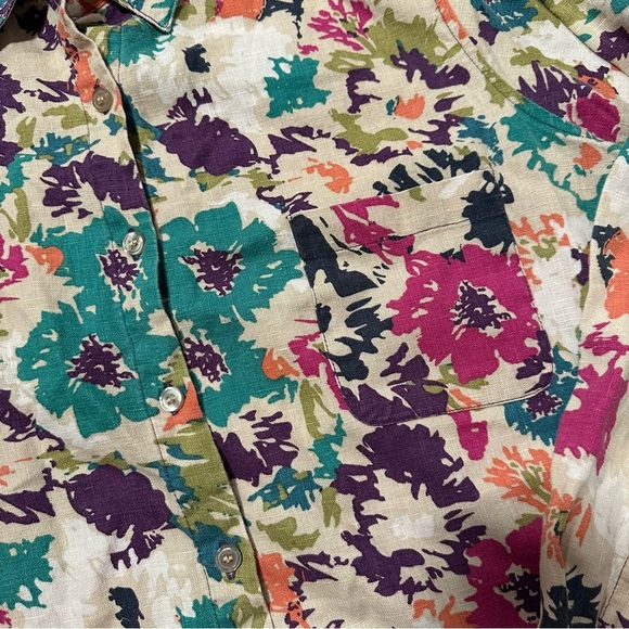 Bridgewater Studio 100% Linen Floral Women’s Button Down 1x Long Sleeve - Picture 3 of 8